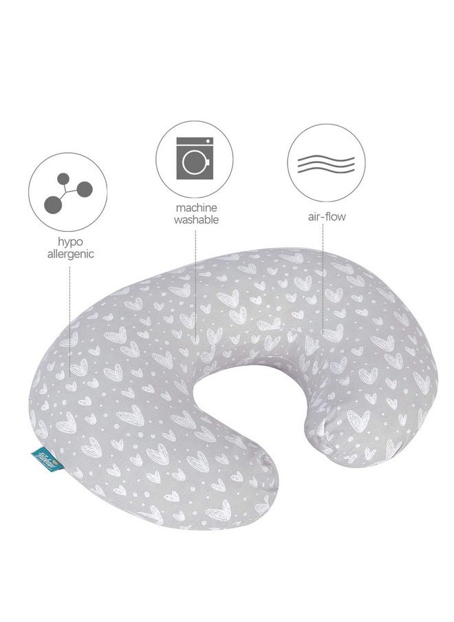 Biloban - Nursing Pillow Cover 2 Pack Pink And Gray Stretchy 100% Jersey Cotton Nursing Pillow Slipcovers For Moms Breastfeeding And Bottle Feeding Pillow Large Zipper Ultra Soft Nursing Pillow Cover - Image 1