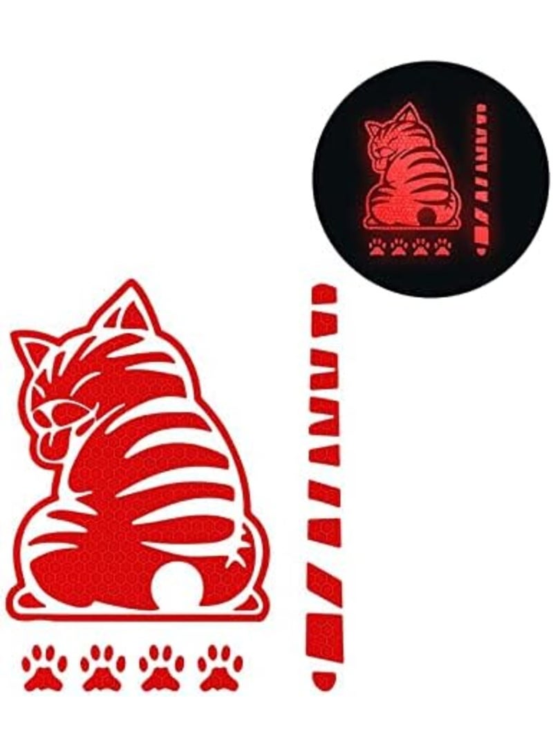 SYOSI Car Reflective Wiper Stickers, Rear Wiper Decal Funny Cat Moving Tail Waving Wiper Decal, Highly Reflective Vinyl Safety Warning Reflective Stickers for Cars Rear Wipers Windshield Stickers (Red) - Image 2