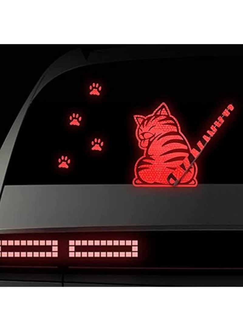 SYOSI Car Reflective Wiper Stickers, Rear Wiper Decal Funny Cat Moving Tail Waving Wiper Decal, Highly Reflective Vinyl Safety Warning Reflective Stickers for Cars Rear Wipers Windshield Stickers (Red) - Image 4