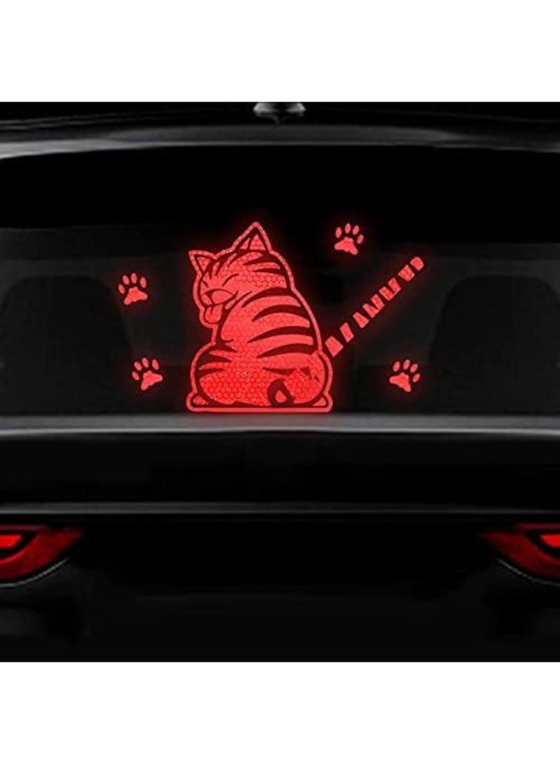 SYOSI Car Reflective Wiper Stickers, Rear Wiper Decal Funny Cat Moving Tail Waving Wiper Decal, Highly Reflective Vinyl Safety Warning Reflective Stickers for Cars Rear Wipers Windshield Stickers (Red) - Image 1