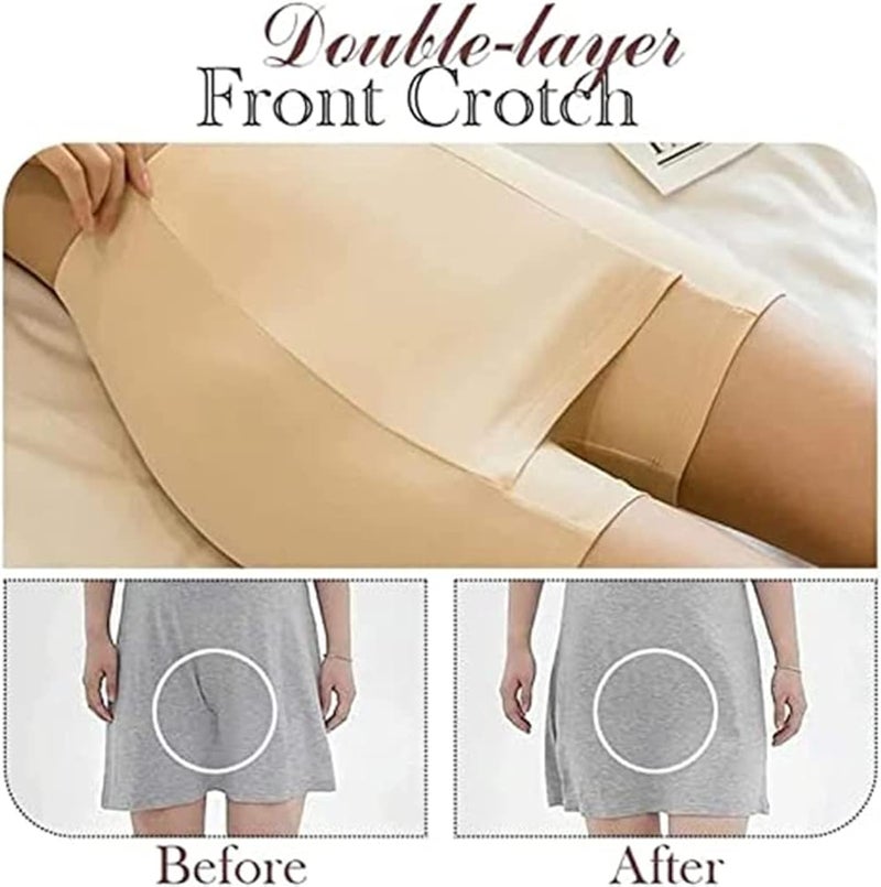 klarako Double-Layer Front Crotch Ice Silk Safety Shorts, Seamless Anti-Slip Slip Shorts for Under Dresses Women Plus Size - Image 2