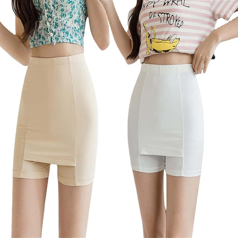 klarako Double-Layer Front Crotch Ice Silk Safety Shorts, Seamless Anti-Slip Slip Shorts for Under Dresses Women Plus Size - Image 1