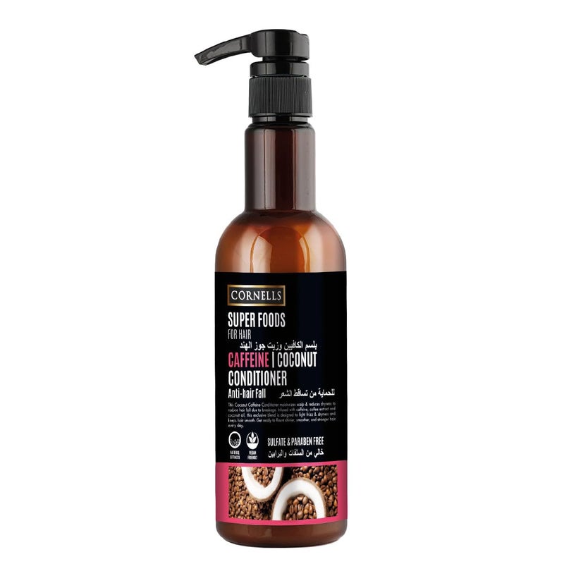 Cornells Wellness Super Foods For Hair Care Caffeine & Coconut Conditioner 500ml, Anti Hair Fall Conditioner, Clean & Gentle Formula, Sulfate-free, Paraben-free, Frizz-free, For All Hair Types - Image 1