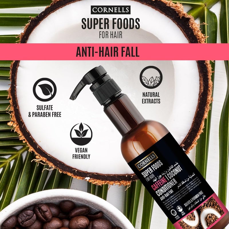 Cornells Wellness Super Foods For Hair Care Caffeine & Coconut Conditioner 500ml, Anti Hair Fall Conditioner, Clean & Gentle Formula, Sulfate-free, Paraben-free, Frizz-free, For All Hair Types - Image 3