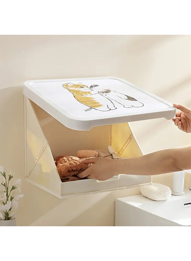 Folding Mural Storage Cabinet - Waterproof & Space-Saving Wall Mounted Cabinet - Toilet Free Punching Wall-mounted Storage Cabinet Large Capacity Moisture-Proof Organizer for Bathroom Storage  - Image 1