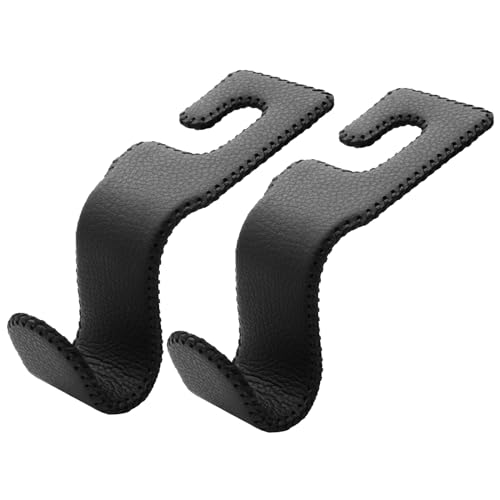 AMVOYOA UShaped Car Leather Hooks Car Purse Holder Headrest Hooks for Car Back Seat Organizer Elevate Your Travel ExperienceBlack - Image 1