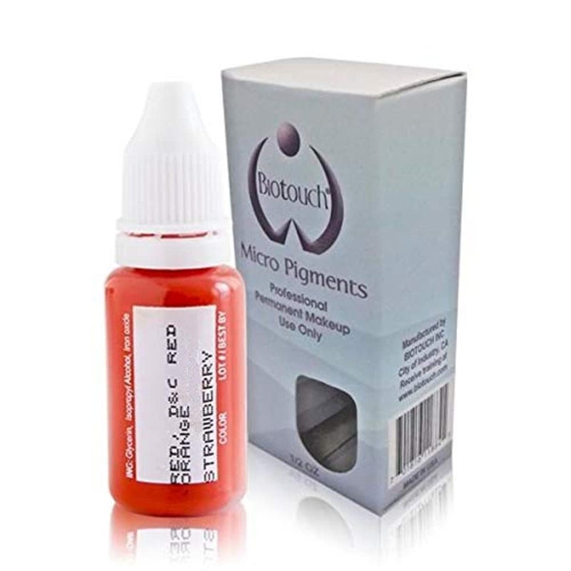 BIOTOUCH Micropigment STRAWBERRY Pigment Color Permanent Eyebrow Makeup Microblading Eyebrow Shading Micropigmentation Cosmetic Tattoo Ink Lip Eyeliner Ombre Feathering Hair Stroke LARGE Bottle 15ml