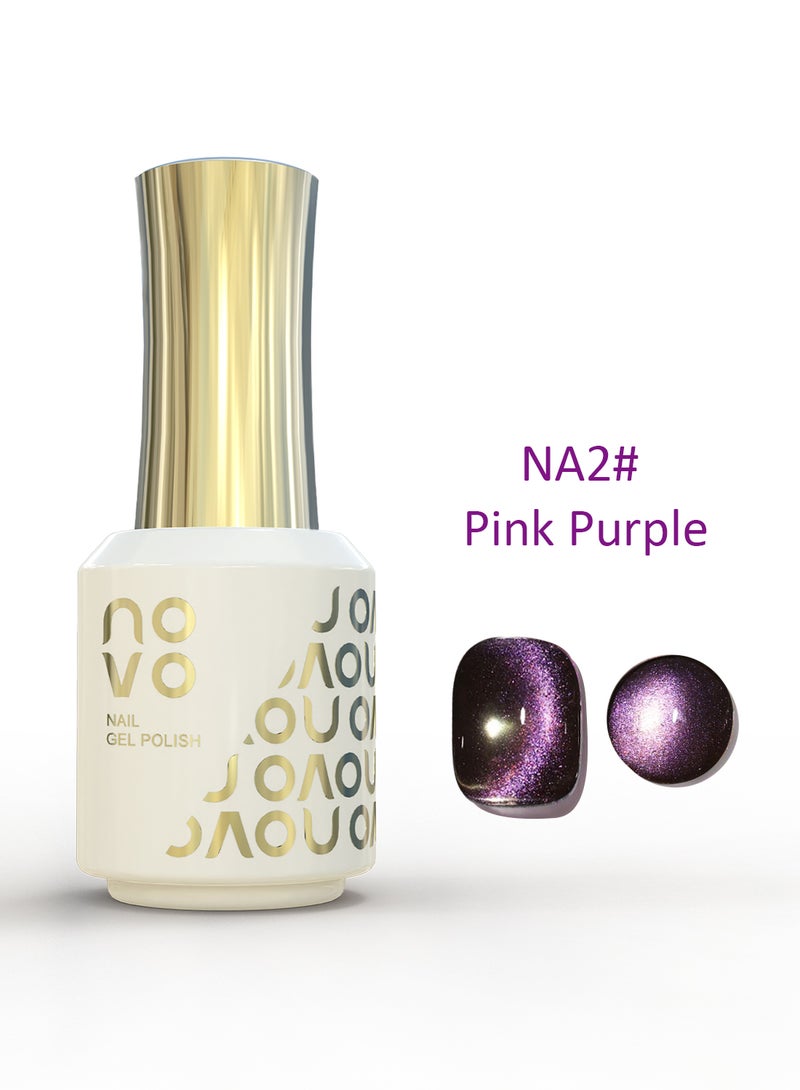 Novo Cat Eye Gel Nail Polish, Reflective Translucent Magnetic Nude Cat Gel Soak Off UV & LED Nail Art Design DIY Salon for Women 12ml NA2# Pink Purple - Image 1