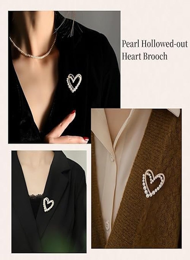 Preptep 4 Pcs Brooches and Pins for Women Crystal Pearl Brooches Vintage Heart Brooches Elegant Rhinestone Flower Brooch Pins for Women Coats Jackets Wedding Bouquet - Image 5