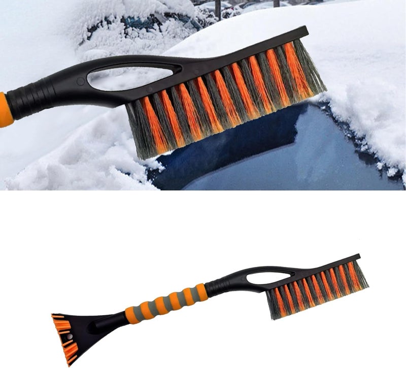 Alieemo 27" Detachable Aluminum Snow Brush & Ice Scraper for Car Windshield - Ergonomic Foam Grip, Suitable for Cars, Trucks, SUV Windshields & Windows, Winter Car Essential Tool (Orange/Gray) - Image 1