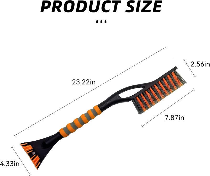 Alieemo 27" Detachable Aluminum Snow Brush & Ice Scraper for Car Windshield - Ergonomic Foam Grip, Suitable for Cars, Trucks, SUV Windshields & Windows, Winter Car Essential Tool (Orange/Gray) - Image 2