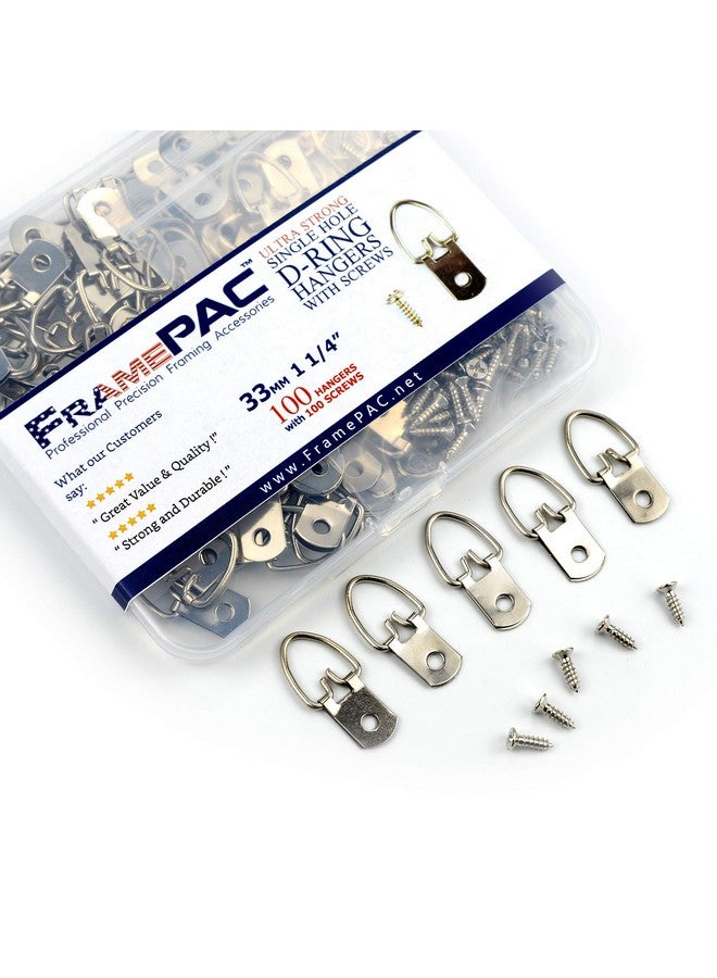 FramePac Dring Single Hole Picture Hangers With Screws [100 Pack] (Aka Picture Hanging Hardware Picture Frame Hanger Picture Hanger Hooks Picture Hooks For Hanging) - Image 1