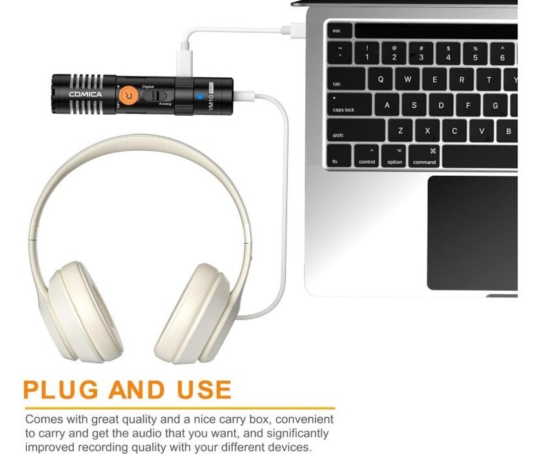 كوميكا Comica VM10 Pro — ميكروفون فيديو شامل يتميز بمخرج رقمي من نوع USB-C، ويوفر توافقاً واسعاً مع الأجهزة التي تستخدم منافذ 3.5 مم وUSB. - Image 5