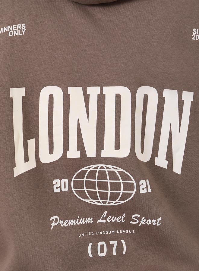 ستايلي هودي واسع من الفليس بطبعة خلفية - Image 4