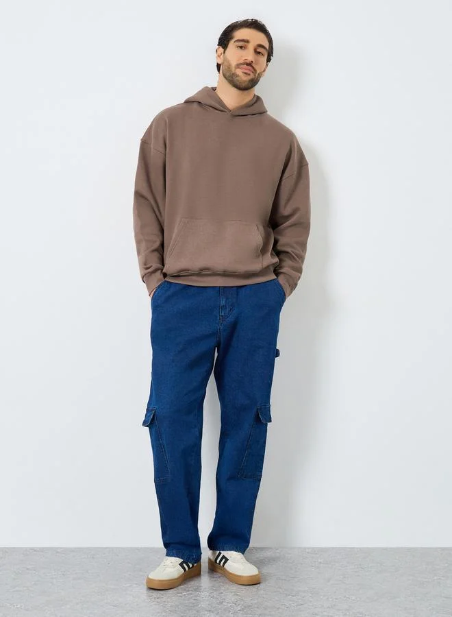 Styli Oversize Back Printed Fleece Hoodie