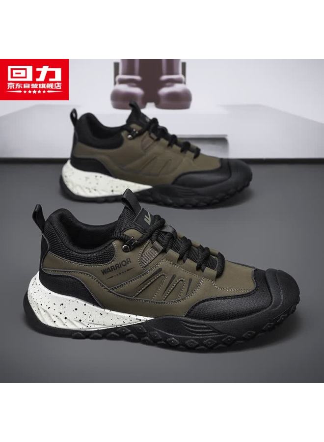 Warrior Official Men's Hiking Mountaineering Shoes Spring New Comfortable Thick-soled Shoes Military Green Black Size 39