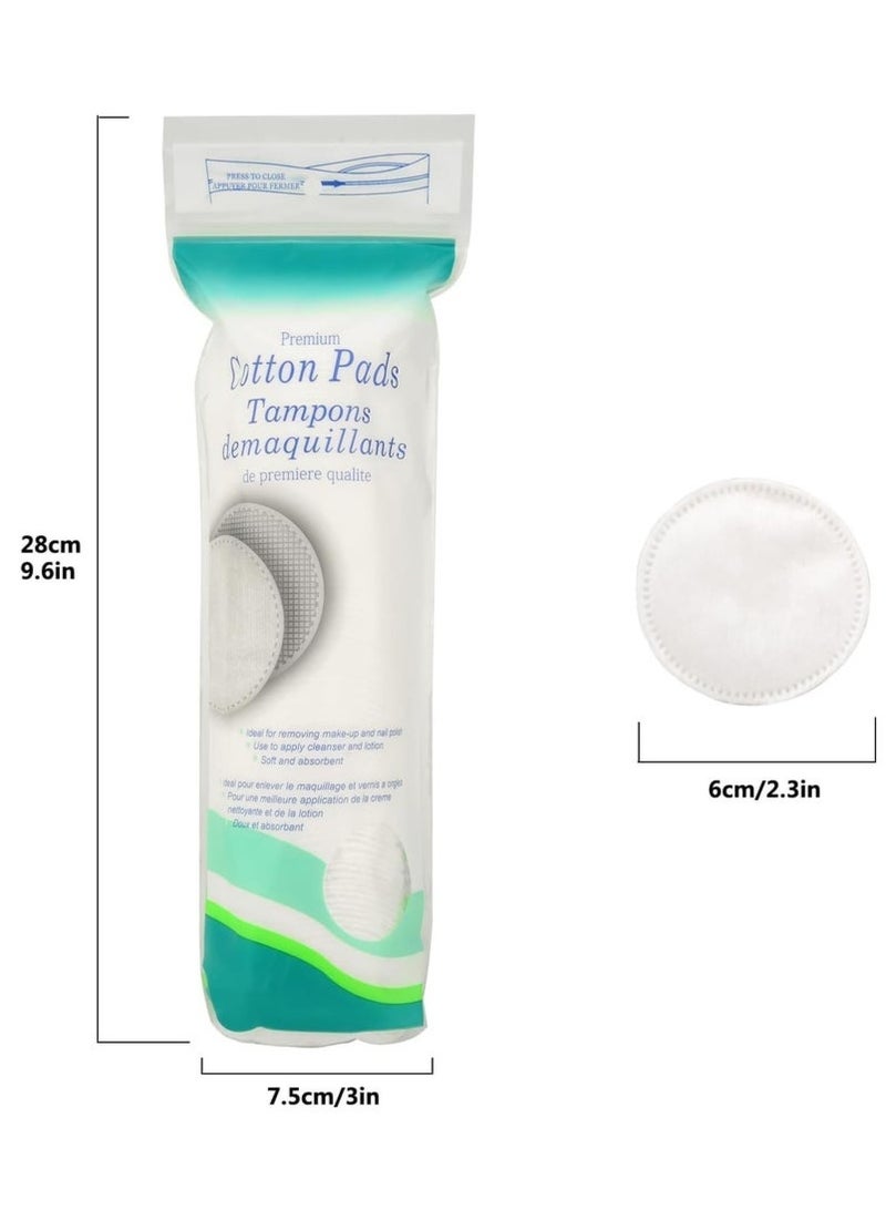بريميم ٣ عبوات، ٣٠٠ ورقة من القطن الفاخر، لإزالة مكياج الوجه والشفاه والعينين، قطن تجميلي دائري فعال، مضاد للحساسية، خالٍ من الوبر. - Image 2