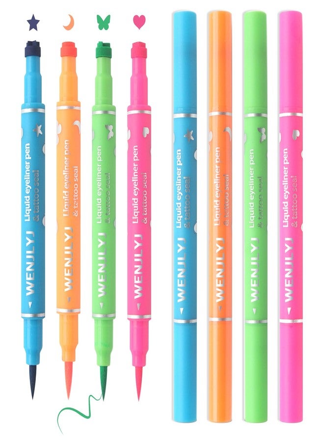 WENJLYJ 4PCS Liquid Eyeliner Stamps Set,Double-side Winged Eyeliner Stencil Pen - Image 1