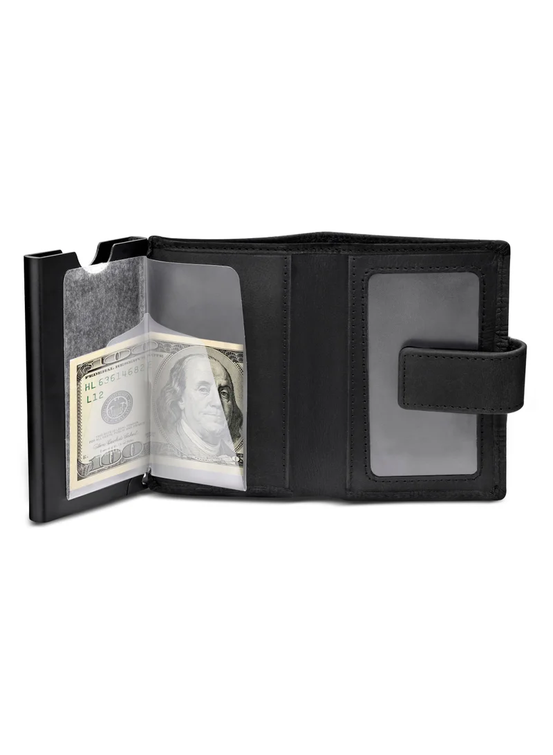 بوليس Emboss Leather & Alloy Men's Automatic Card Case, RFID Safe - PELGD2206908