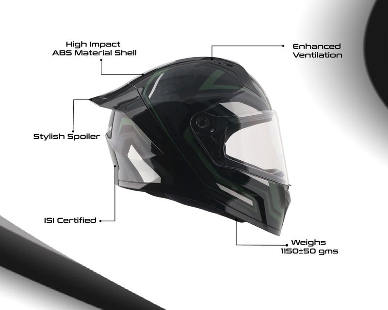 Vega Sonic Shadow ISI Certified Full Face Helmet – Lightweight, Stylish & Ventilated and Safety- Black Grey, Size-M - Image 2