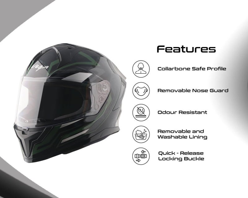 Vega Sonic Shadow ISI Certified Full Face Helmet – Lightweight, Stylish & Ventilated and Safety- Black Grey, Size-M - Image 3