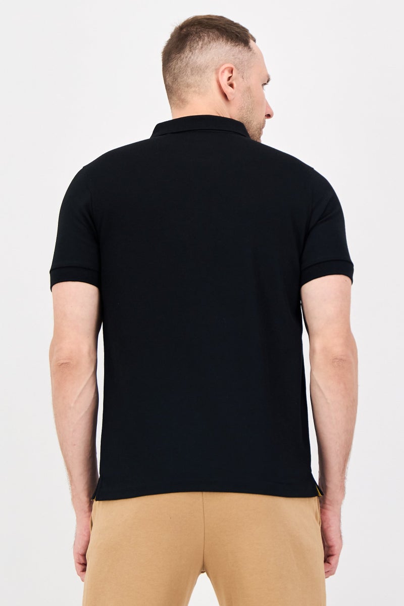 Reebok Men Sportswear Fit Short Sleeve Outdoor Polo Shirt, Black - Image 3