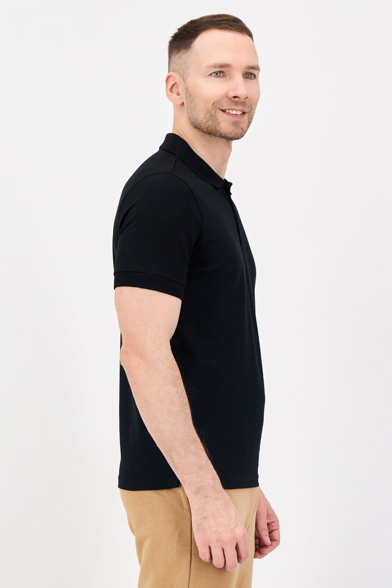 Reebok Men Sportswear Fit Short Sleeve Outdoor Polo Shirt, Black - Image 2
