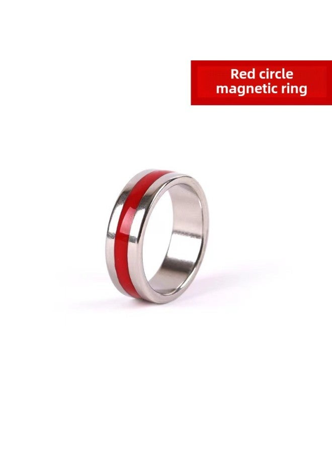 Magic Props Magnetic Ring Single Ring Magnetic Ring Magnet Ring Black Strip Strong Magnetic Ring Magnetic Ring Spot-Color:Red Circle Small  - Image 1