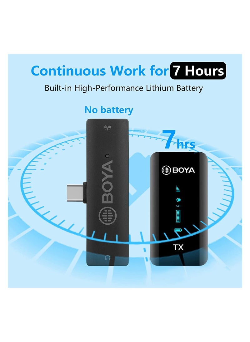 BOYA BY-XM6-S5 USB C Wireless Clip Microphone Portable Transmitter Receiver for Android Type C Smartphone Podcast Facebook YouTube Vlog Video Recording  - Image 3