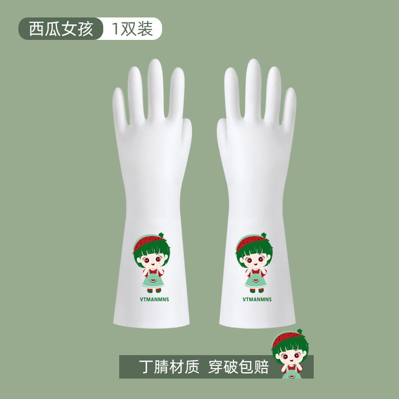 Food Grade Latex Gloves For Adults And Children Cartoon Style Waterproof Antibacterial Thickened Durable Gloves For Household Us Watermelon girl 