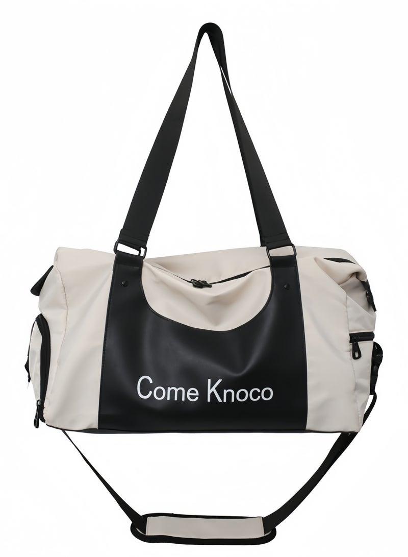 nihao New Gym Bag, Wet And Dry Separation, Large Capacity Swimming Storage Bag, Sports Bag, Hand Luggage Bag, Short-Distance Travel Bag, Gym Bag, Sports Hand Luggage Travel Bag With Shoe Bbag (White) , 43*20*26 CM - Image 1