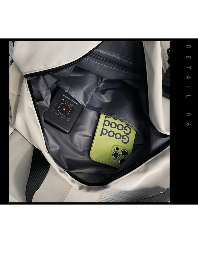 nihao New Gym Bag, Wet And Dry Separation, Large Capacity Swimming Storage Bag, Sports Bag, Hand Luggage Bag, Short-Distance Travel Bag, Gym Bag, Sports Hand Luggage Travel Bag With Shoe Bbag (White) , 43*20*26 CM - Image 4