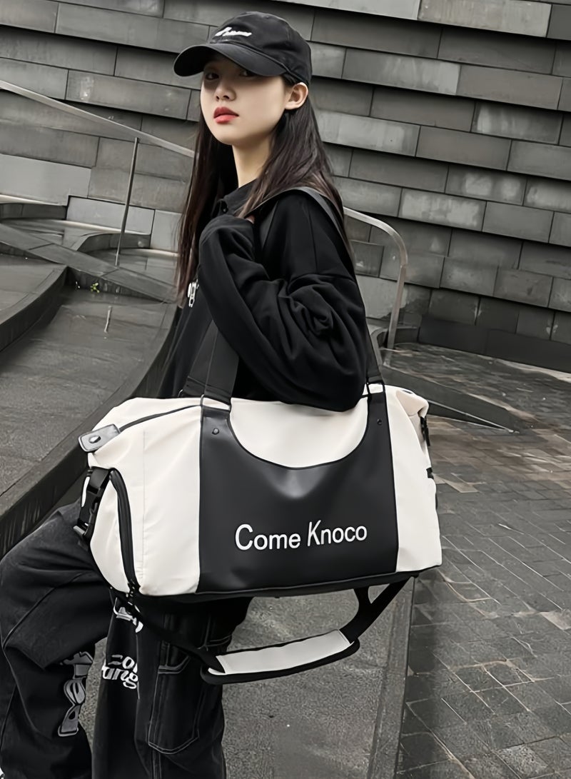 nihao New Gym Bag, Wet And Dry Separation, Large Capacity Swimming Storage Bag, Sports Bag, Hand Luggage Bag, Short-Distance Travel Bag, Gym Bag, Sports Hand Luggage Travel Bag With Shoe Bbag (White) , 43*20*26 CM - Image 2