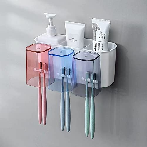 LXOICE Plastic Toothbrush Holder Wall Mounted, Toothbrush Holders for Bathroom, Brush Holder for Bathroom Wall Mounted, Bathroom Organizer, White - Image 1