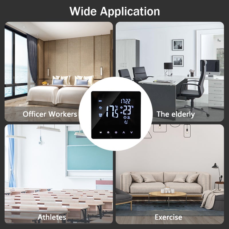 Smart Thermostat: Black Wifi Thermostat - Weekly Programmable With 1℃ Accuracy Touch Screen Thermostat for Home Water Heating Industrial Commercial Rooms - Image 3