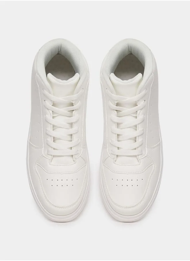 Styli Mid-Lace Up Platform Sole Sneakers