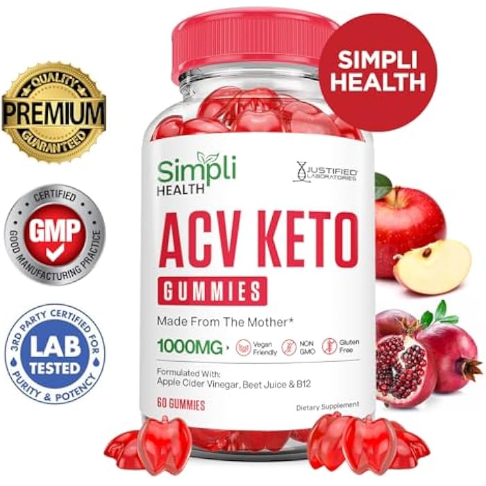 Justified Laboratories Simpli Health Keto ACV Gummies Advanced Formula 1000MG Ketonature Keto Gummies Apple Cider Vinegar Formulated with Pomegranate Beet Juice Powder B12 Vegan Non GMO 60 Gummys - Image 2