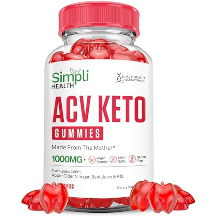 Justified Laboratories Simpli Health Keto ACV Gummies Advanced Formula 1000MG Ketonature Keto Gummies Apple Cider Vinegar Formulated with Pomegranate Beet Juice Powder B12 Vegan Non GMO 60 Gummys - Image 1