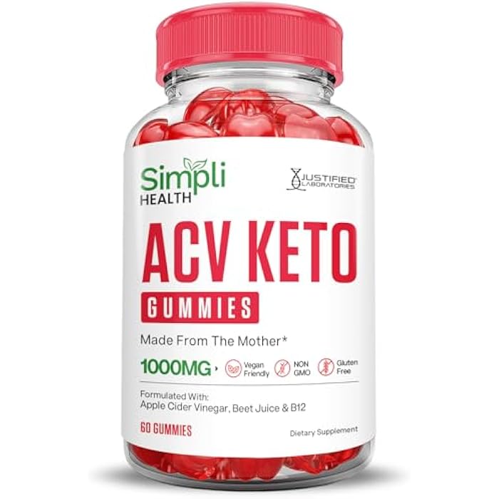 Justified Laboratories Simpli Health Keto ACV Gummies Advanced Formula 1000MG Ketonature Keto Gummies Apple Cider Vinegar Formulated with Pomegranate Beet Juice Powder B12 Vegan Non GMO 60 Gummys - Image 4