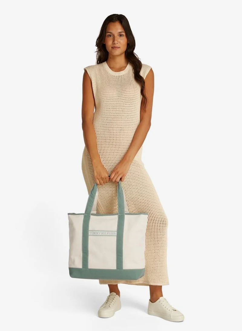 TOMMY HILFIGER SUMMER CANVAS TOTE BAG