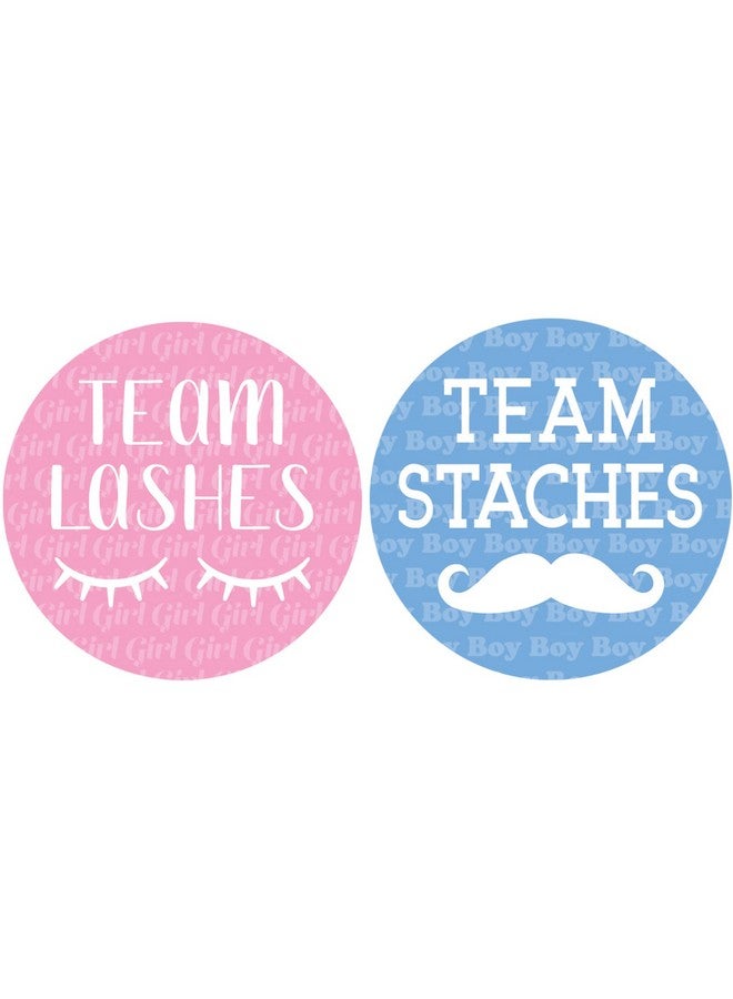 DISTINCTIVS Baby Gender Reveal Team Boy Or Girl Stickers Lashes Or Staches 40 Labels - Image 1