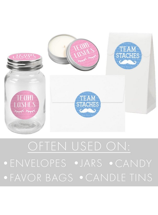 DISTINCTIVS Baby Gender Reveal Team Boy Or Girl Stickers Lashes Or Staches 40 Labels - Image 5
