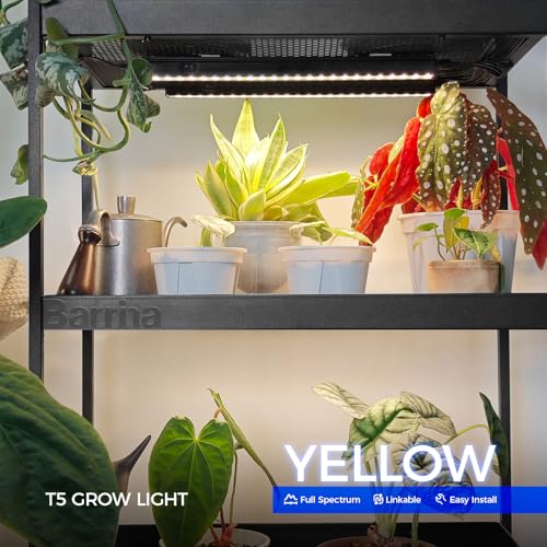 Barrina Grow Lights for Indoor Plants, Full Spectrum Sunlight, Black Cover LED Grow Light Bulbs, T5 Grow Light Strip, 1ft Plant Light for Indoor Plants Growing, 3 Mounting Modes, Yellow, 4 Packs - Image 2