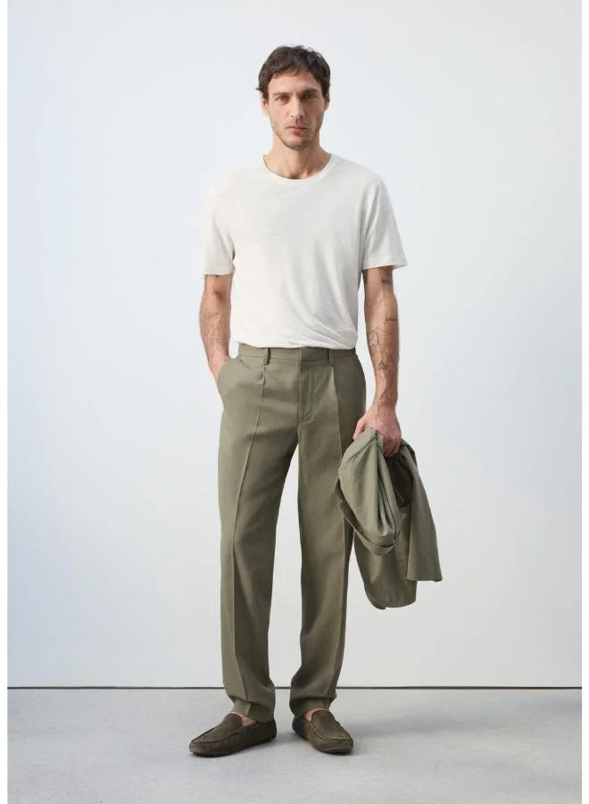 مانجو مان Linen slim-fit t-shirt