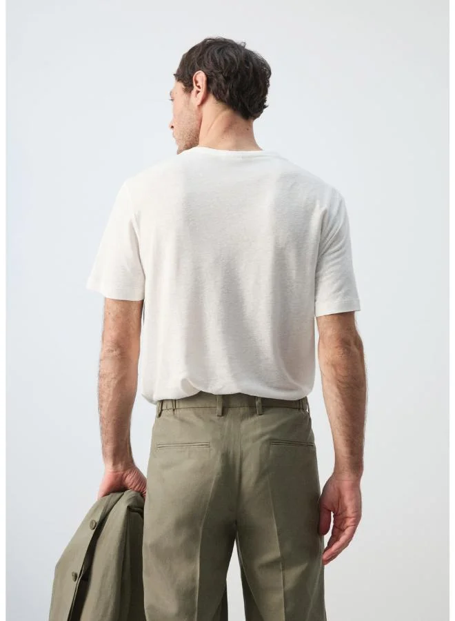مانجو مان Linen slim-fit t-shirt