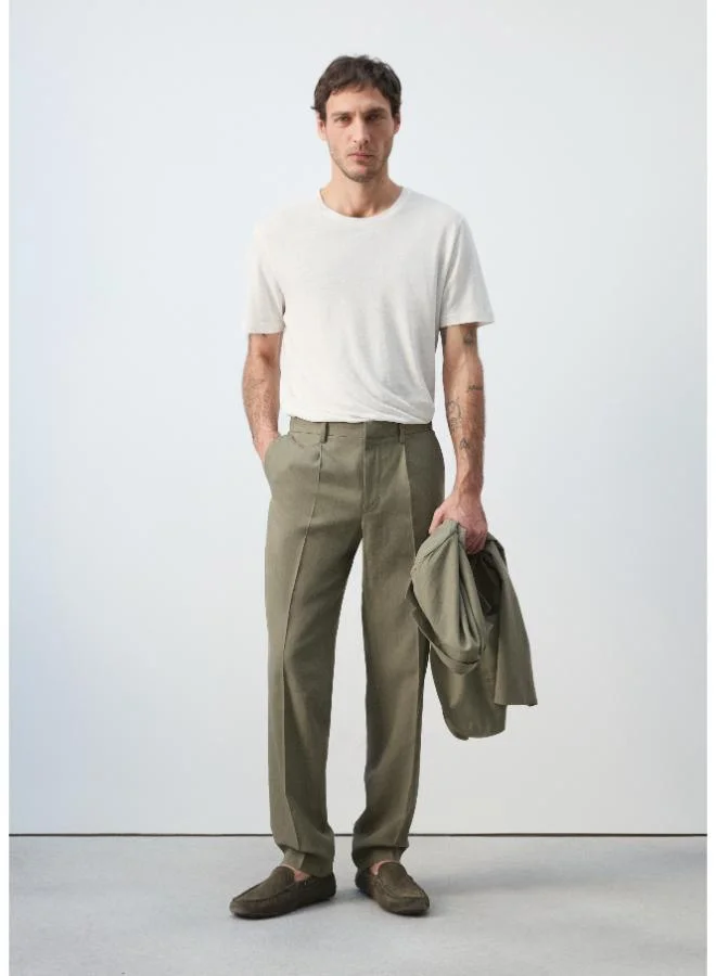 Mango Man  Linen slim-fit t-shirt for Men | Best Price UAE