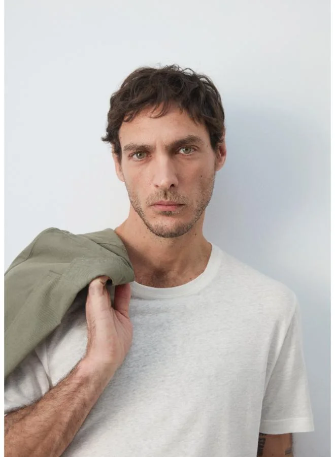 Mango Man  Linen slim-fit t-shirt for Men | Best Price UAE