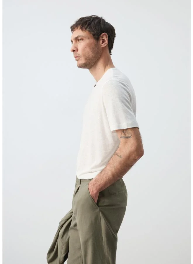 Mango Man  Linen slim-fit t-shirt for Men | Best Price UAE