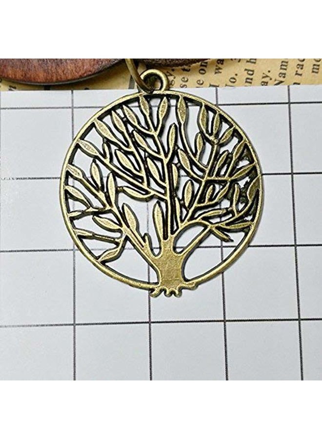 SIVITE Vintage Hollow Round Wooden Necklace Left Owl Tree of Life Charm Pendant Long Leather Chain Necklace - Image 5