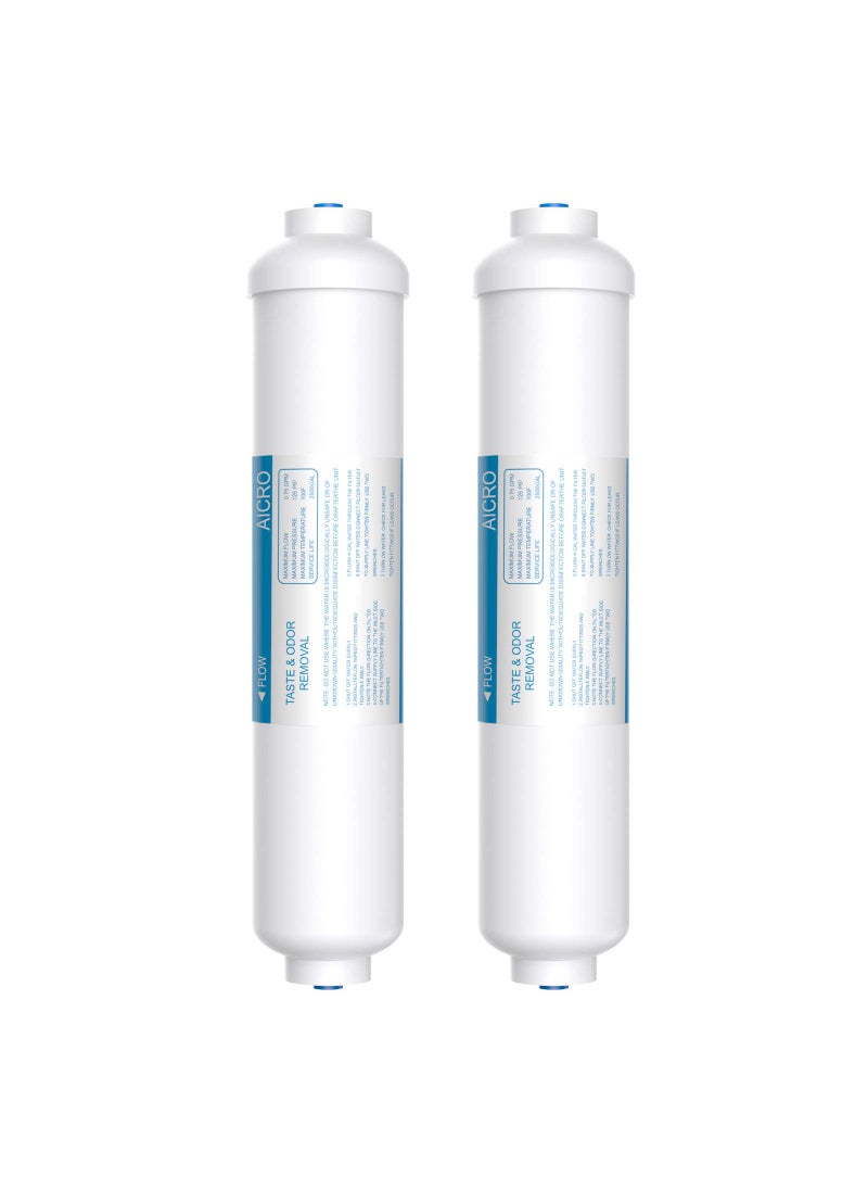 Vegebe Vegebe Inline Water Filter for Ice Maker Refrigerator UnderSink Reverse Osmosis Water System Post Activated Carbon Water Filter Replacement Cartridge with 14Inch QuickConnect Pack of 2 